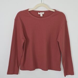 Treasure & Bond Rust Boxy Waffle Knit Thermal Top | Women's Size Small | NWOT